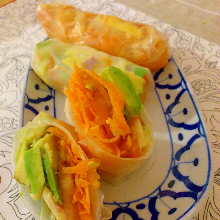 たっぷり人参生春巻き ライスペーパー即効戻し レシピ 作り方 By あむぱ123 楽天レシピ